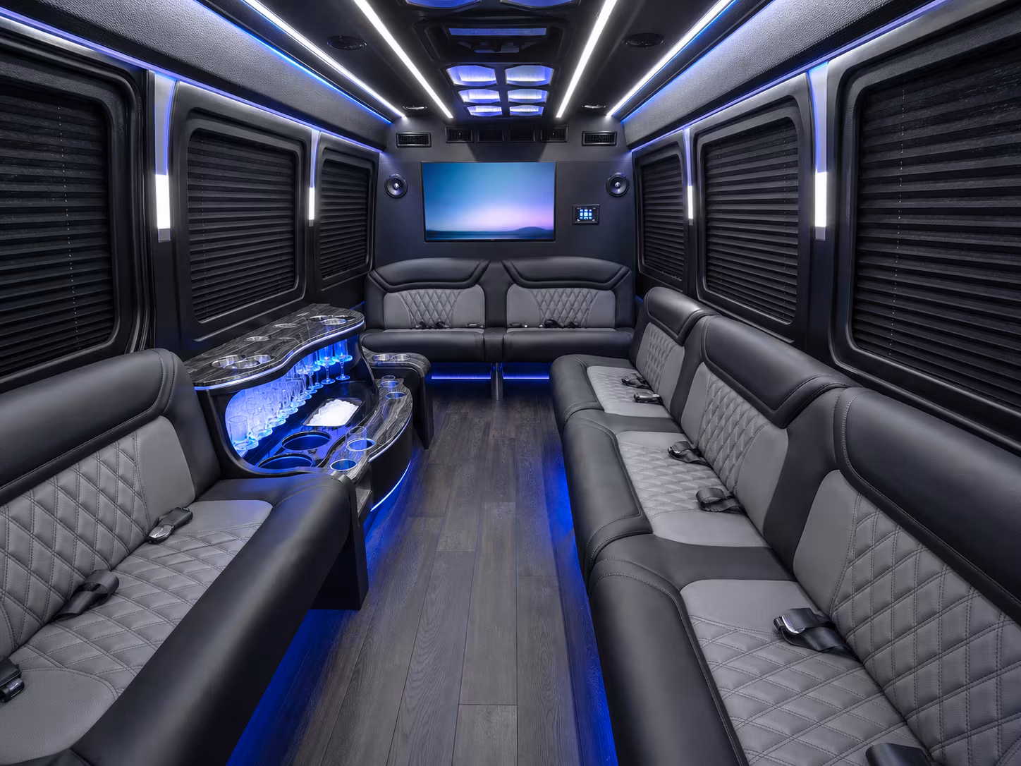 mansfield 30 passenger party bus inside
