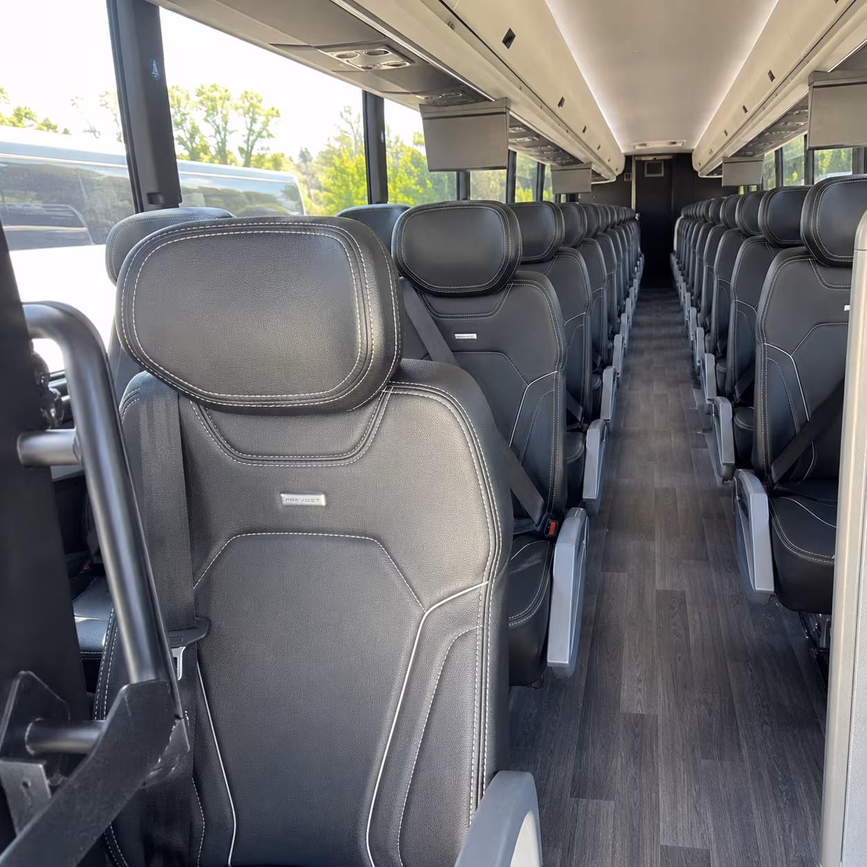 mansfield charter bus rental interior