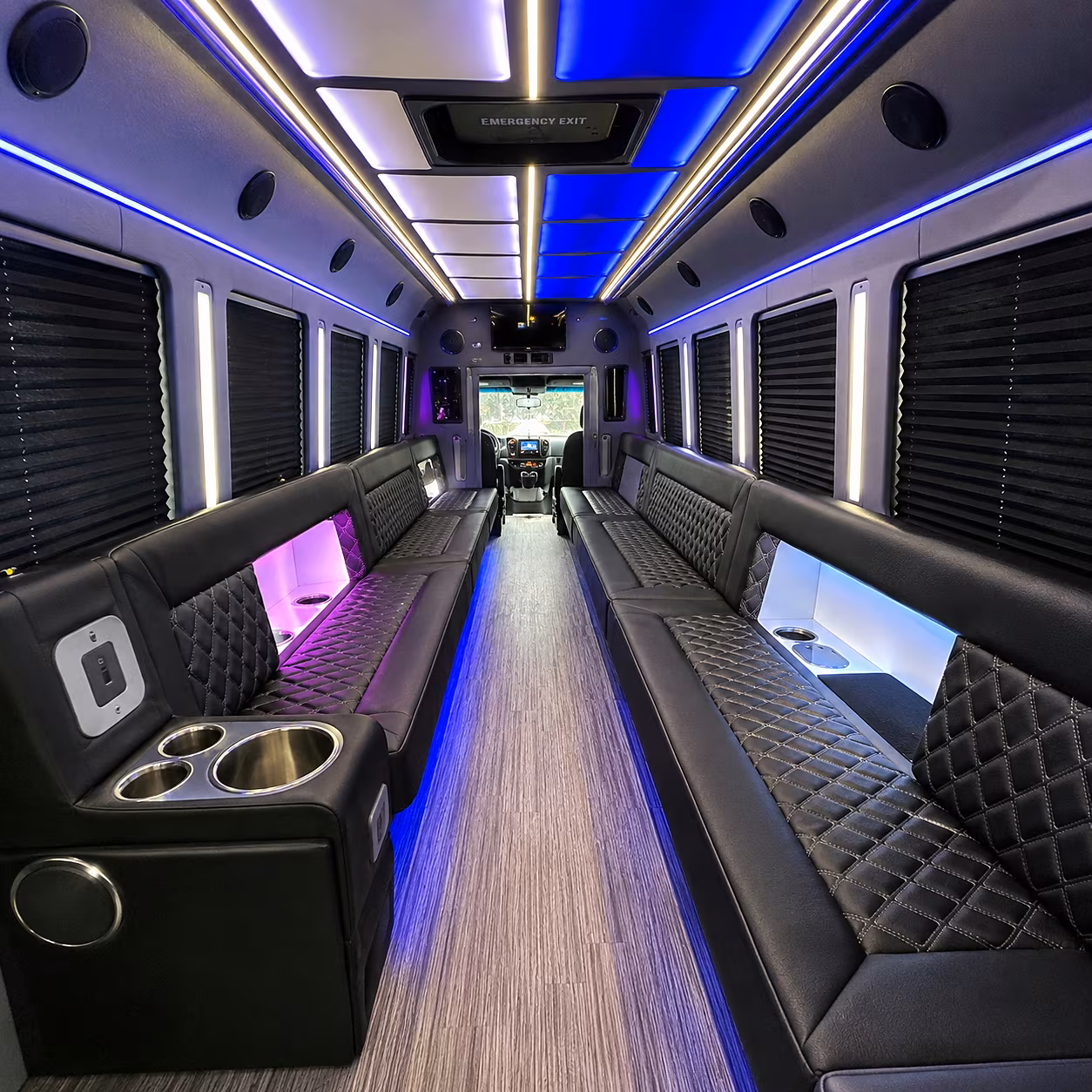 mansfield party bus rental interior